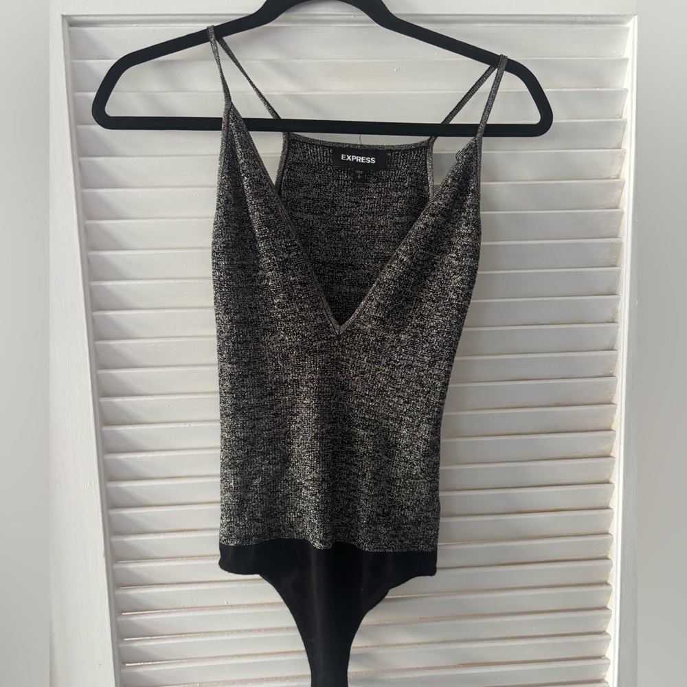 Express Metallic Black and Gray Bodysuit